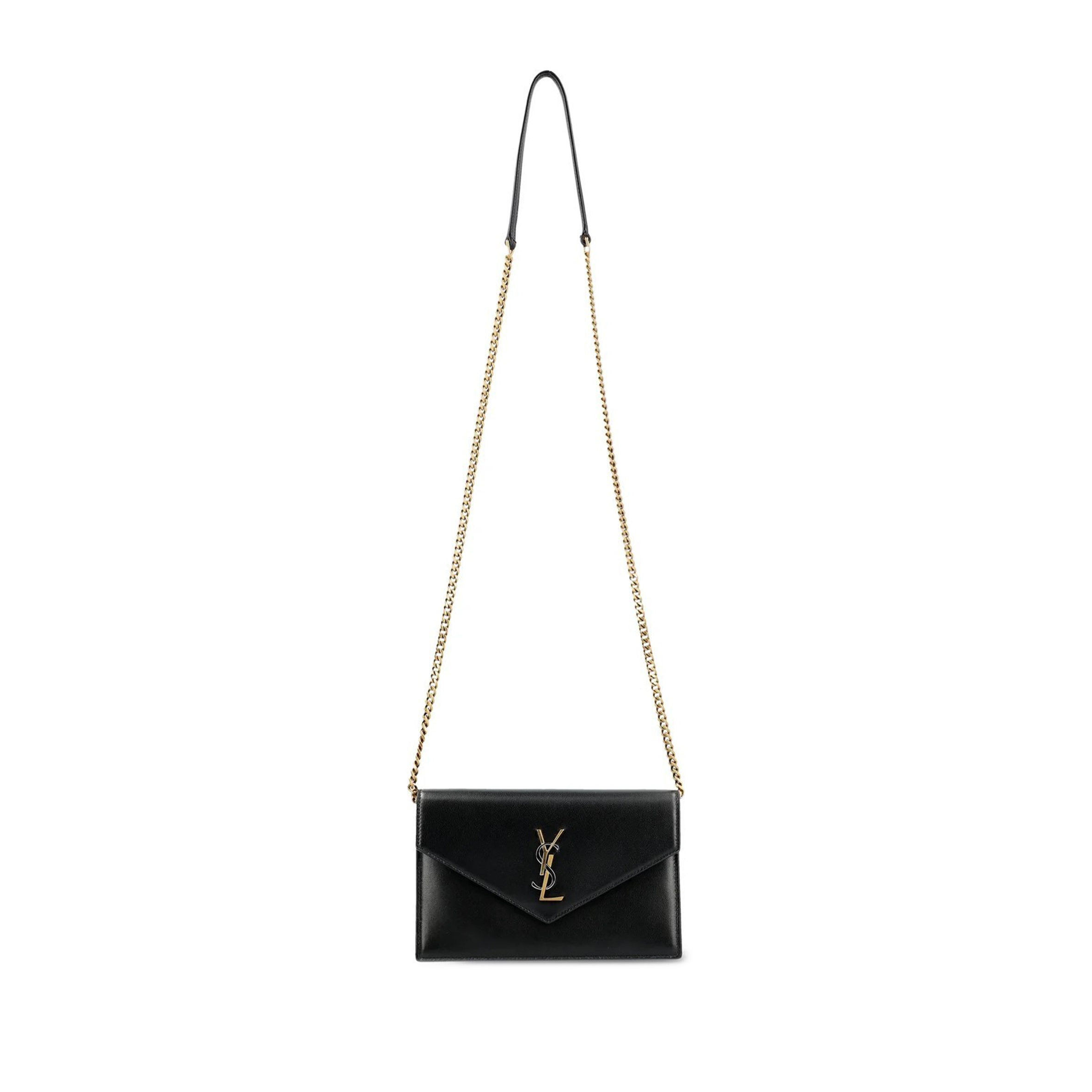 YSL CASSANDRE ENVELOPE CHAIN WALLET IN SMOOTH LEATHER 743050AAB4K1025 (19*12.5*3.5cm)